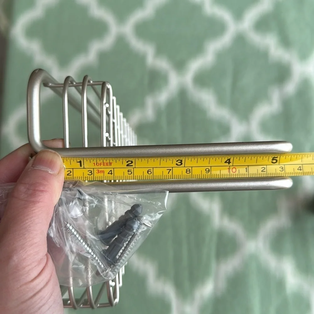 NEW brushed nickel metal wire basket with towel bar
